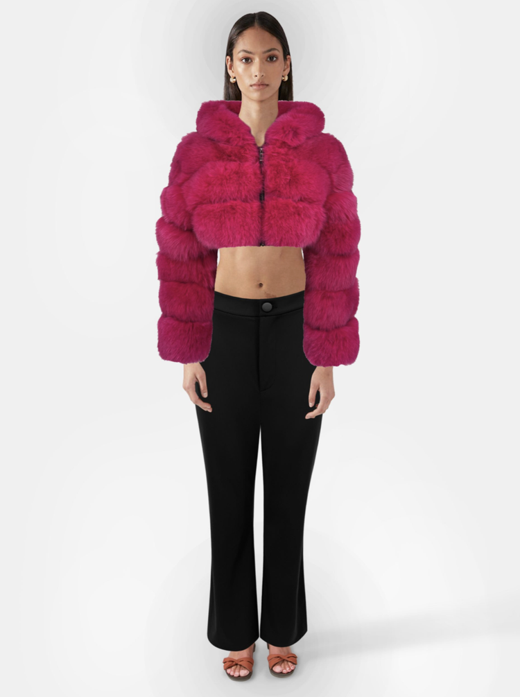Furry by Moena Moxham - Cropped Fuchsia Fur Jacket — Moena Moxham